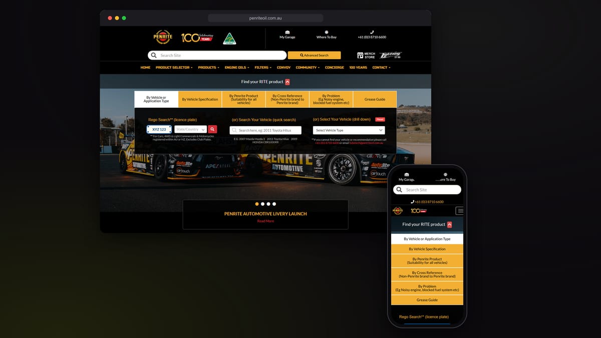 Penrite Oil e-commerce website by Sozo Creations